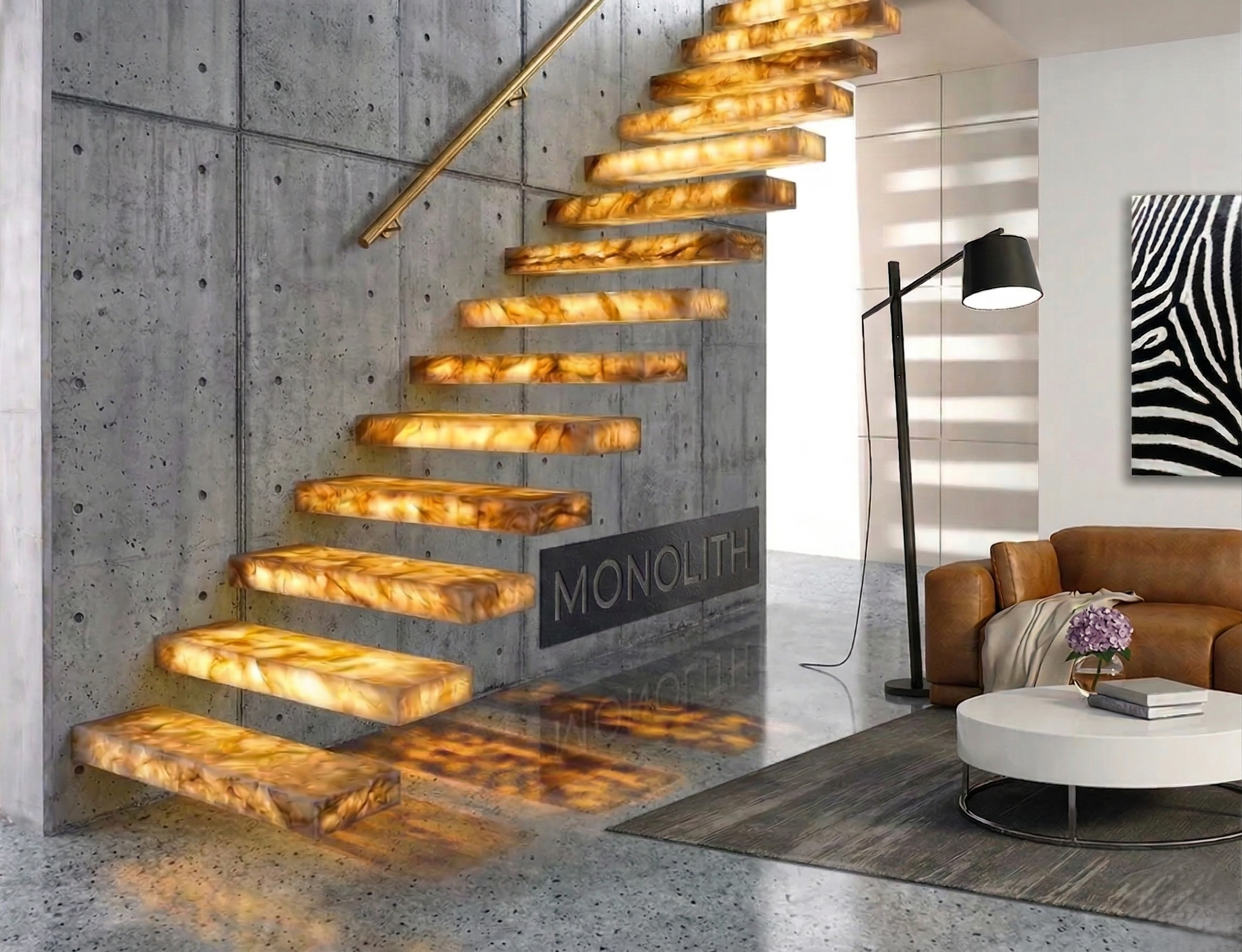 Escalier avec &eacute;clairage LED adressable