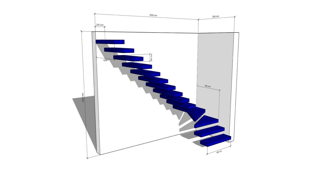 Plan 3D pour escalier Monolith fait à vos mesures.