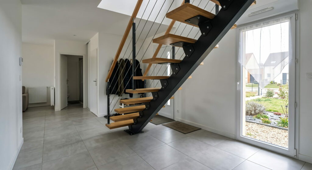 Conventional central stringer staircase